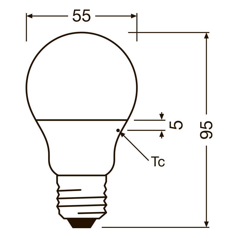 dimensiones bombilla E27 Osram